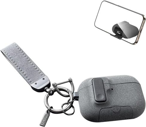 for AirPods Pro 3 Case, with Safety Lock, Auto-Eject Lid, Phone Stand, Matte, Shockproof, Strap, Ring, Carabiner, Wireless Charging, Anti-Loss (Matte Gray) in Kuwait