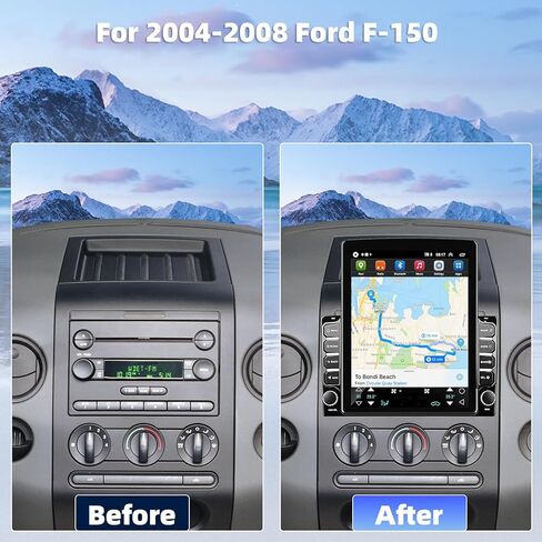 ستيريو سيارة 9.7 بوصة لسيارة Ford F-150 2004 2005 2006 2007 2008 مع Carplay/Android Auto، وحدة راديو ستيريو للسيارة بشاشة تعمل باللمس مع بلوتوث SWC GPS WiFi BT FM RDS AM DSP كاميرا خلفية in Kuwait