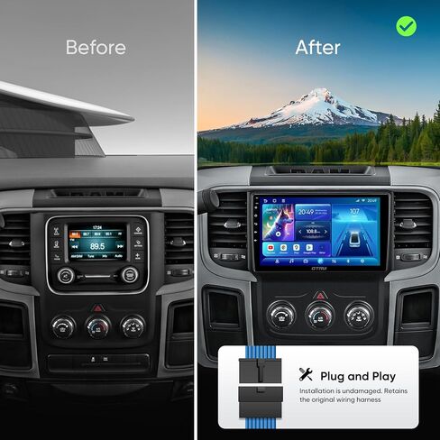 8-Core 9 Inch QLED Car Stereo for Dodge RAM 1500 2500 3500 2013-2018, 4+64GB Android Auto Wireless Apple CarPlay, 5G WiFi Bluetooth GPS Navigation Upgrade Radio in Kuwait