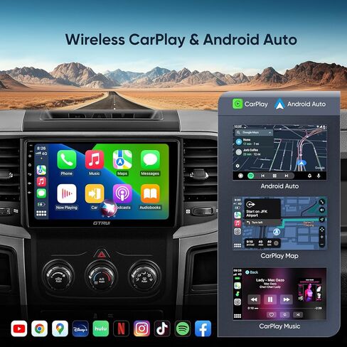 8-Core 9 Inch QLED Car Stereo for Dodge RAM 1500 2500 3500 2013-2018, 4+64GB Android Auto Wireless Apple CarPlay, 5G WiFi Bluetooth GPS Navigation Upgrade Radio in Kuwait