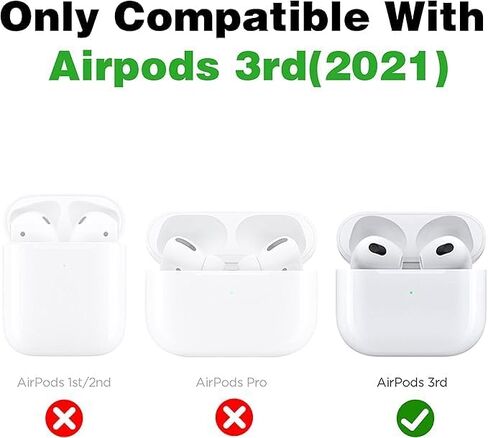 Toyuma for AirPods 3 Case Cute Kawaii Cartoon - Funny 3D Soft Silicone Case Cover with Keychain for Women Girls Teens Character Fun Fashion Design Protective Case for Airpods 3rd, Black in Kuwait