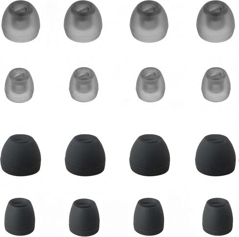 Extra Small (XS) Earbuds Tips for Small Ear Canals, Universal Silicone Replacement Tips – 4 Black + 4 Translucent Black, Comfort Fit for in-Ear Earphones in Kuwait