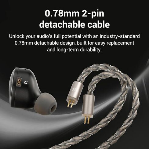 شاشات Quatio Hi-Fi 2DD+2BA Hybrid Driver داخل الأذن، سماعات IEM عالية الأداء مع 3 أزواج فوهات ضبط قابلة للتبديل، كابل مطلي بالفضة 392-Core مع مقابس معيارية 3.5 مم و4.4 مم in Kuwait