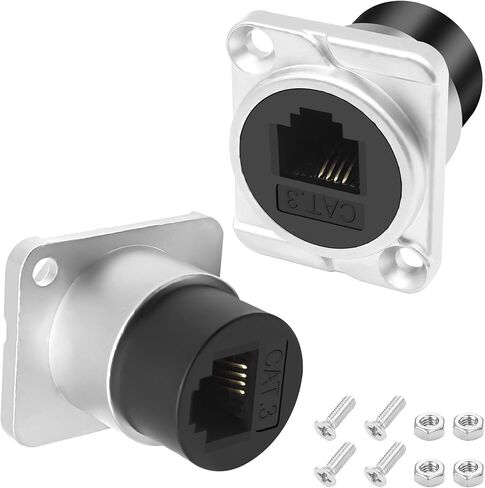 XMSJSIY D-Type RJ11 CAT3 Panel Mount Telephone Adapter Female to Female D-Type CAT3 6P4C Telephone Module Extender Connector Pass-Through Coupler Socket Desktop Phone Adapter - 2PCS (Silver) in Kuwait