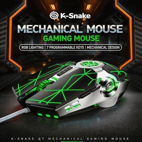 【59 Inch Wire Length & Plug and Play- USB 】2026 Upgrade Gaming Laptop Optical Wired Mechanical Mouse,7 Mouse Shortcut Keys Programmable,DPI up to 4000,Suitable for Windows 7/8/10/XP Vista Linux system in Kuwait