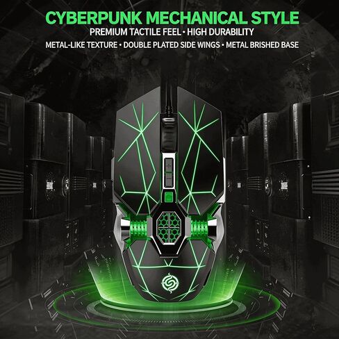 【59 Inch Wire Length & Plug and Play- USB 】2026 Upgrade Gaming Laptop Optical Wired Mechanical Mouse,7 Mouse Shortcut Keys Programmable,DPI up to 4000,Suitable for Windows 7/8/10/XP Vista Linux system in Kuwait