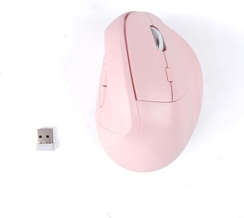 ماوس مريح، ماوس لاسلكي عمودي، ماوس بصري لاسلكي 2.4 جيجا هرتز مع جهاز استقبال USB، 6 أزرار دقة 1600 لأجهزة الكمبيوتر المحمول، الكمبيوتر الشخصي، الكمبيوتر، ماك، ويندوز، سطح المكتب، اليد اليمنى للكمبيوتر المحمول (وردي) in Kuwait