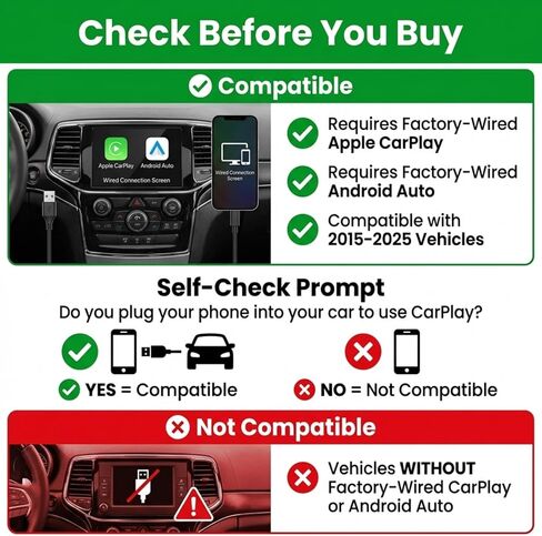 محول CarPlay اللاسلكي لأجهزة iPhone وAndroid، تحويل CarPlay سلكي إلى لاسلكي، دعم Apple CarPlay وAndroid التلقائي، توصيل وتشغيل دونجل USB/USB-C، اتصال تلقائي سريع، بدون تأخير in Kuwait