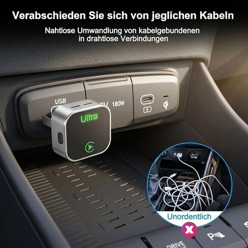 محول CarPlay اللاسلكي لأجهزة iPhone وAndroid، تحويل CarPlay سلكي إلى لاسلكي، دعم Apple CarPlay وAndroid التلقائي، توصيل وتشغيل دونجل USB/USB-C، اتصال تلقائي سريع، بدون تأخير in Kuwait