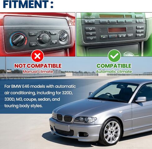 مجموعة نقل مكيف الهواء BMW E46 من Motoparty لتحويل الناقل الوظيفي لمحول الراديو 2DIN مع إطار لوحة مركزية وشريط حاجز (تيار متردد تلقائي فقط) in Kuwait