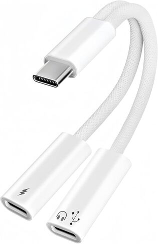 2 in 1 Usbc Splitter Aux and Charging Bundle [USB-c Splitter & USB C to 3.5mm Jack and Charger],PD 60W Fast Charging and Hi-Fi Audio,for iPhone 15 16 17/iPad Pro/Galaxy/Pixel in Kuwait