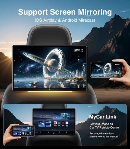 شاشة مسند رأس 15.6 بوصة Android 13، شاشة لمس تلفزيون السيارة، نظام ترفيه للمقعد الخلفي، دعم الهاتف، شاشة مزامنة لاسلكية، HDMI، بلوتوث، USB SD 4K، تشغيل الفيديو (2G+32G(1PC)) in Kuwait