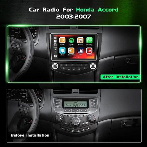 4+64GB Android 15 Car Radio for Honda Accord 2003-2007 Wireless Carplay Android Auto, 9" 1280 * 720P in-Cell Touch Screen Car Stereo WiFi Bluetooth GPS FM/RDS EQ Backup Camera MIC in Kuwait