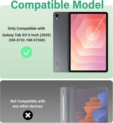 حافظة لوحة مفاتيح بإضاءة خلفية لجهاز Samsung Galaxy Tab S11 مقاس 11 بوصة 2025 (SM-X736B/ SM-X730) مع واقي شاشة وماوس، لوحة مفاتيح لاسلكية قابلة للفصل بإضاءة خلفية قوس قزح مع حافظة فوليو من جلد البولي يوريثان in Kuwait