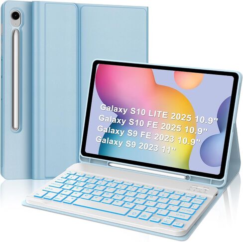 for Samsung Galaxy Tab S10 Lite/ S10 FE/ S9 FE 5G 10.9 Inch/Tab S9 11 Inch Keyboard Case, Slim Stand Cover Magnetic Detachable Wireless Bluetooth Keyboard with S Pen Holder, Black in Kuwait