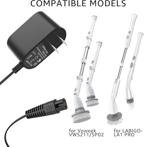 Replacement for Voweek Electric Spin Scrubber 9V Charger,Compatible with Voweek SP02/VWS211/ LABIGO LA1 Electric Spin Scrubber Power Cord Charger(1Pcs) in Kuwait