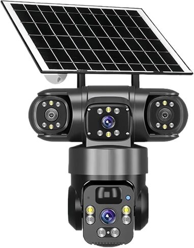 15MP 8K Wi-Fi Solar Security Camera, Triple Lens Outdoor, IP66 Waterproof, Built-in Battery, Color Night Vision, Two-Way Audio, PIR Human Detection ，(Optional)(Comes with a 32G Card) in Kuwait