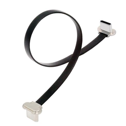 مزدوج الزاوية بنفس الاتجاه، كابل بيانات USB2.0 مسطح نحيف للغاية USB-C من النوع C إلى USB-C بزاوية 90 درجة، كابل بيانات USB2.0 شحن سريع 65 وات متوافق مع الكمبيوتر المحمول والهاتف اللوحي (20 مم) in Kuwait