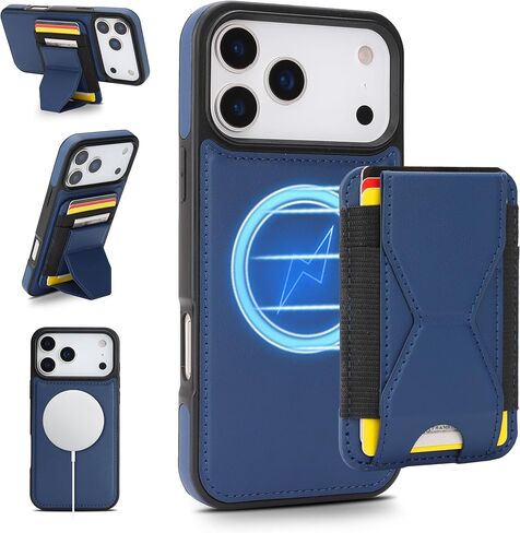 جراب محفظة GUERNICA متوافق مع Magsafe لهاتف iPhone 17 Pro Max، حامل بطاقة مغناطيسية، 2 في 1 قابل للفصل ومضاد للصدمات للنساء والرجال لهاتف Apple 17 Pro Max، أزرق in Kuwait