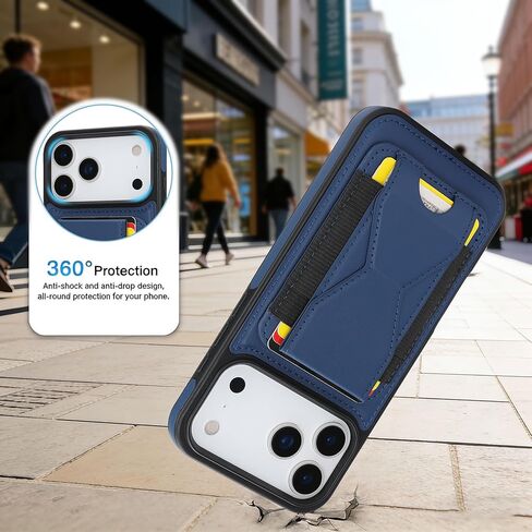 جراب محفظة GUERNICA متوافق مع Magsafe لهاتف iPhone 17 Pro Max، حامل بطاقة مغناطيسية، 2 في 1 قابل للفصل ومضاد للصدمات للنساء والرجال لهاتف Apple 17 Pro Max، أزرق in Kuwait