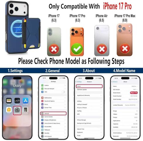 جراب محفظة GUERNICA متوافق مع Magsafe لهاتف iPhone 17 Pro Max، حامل بطاقة مغناطيسية، 2 في 1 قابل للفصل ومضاد للصدمات للنساء والرجال لهاتف Apple 17 Pro Max، أزرق in Kuwait