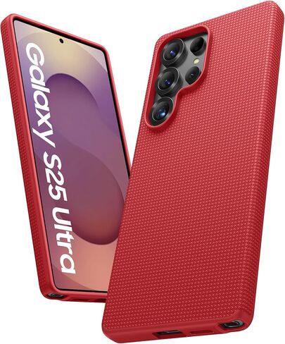 حافظة ATATOO لهاتف Samsung Galaxy S25 فائقة النحافة، [تدعم الشحن اللاسلكي]، حافظة هاتف قوية متينة للغاية ومضادة للخدش لهاتف Samsung S25 Ultra 6.9" 2025، أحمر in Kuwait