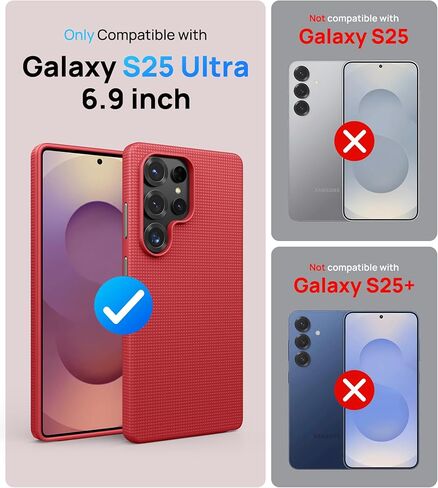 حافظة ATATOO لهاتف Samsung Galaxy S25 فائقة النحافة، [تدعم الشحن اللاسلكي]، حافظة هاتف قوية متينة للغاية ومضادة للخدش لهاتف Samsung S25 Ultra 6.9" 2025، أحمر in Kuwait