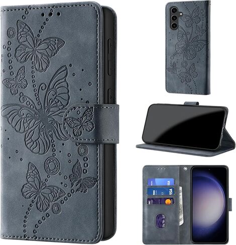 Case Wallet for Samsung Galaxy S25 Plus/S25+/S24 Plus/S24+, [RFID Blocking] 3 Card Holder Stand [Shockproof TPU Shell], PU Leather Magnetic Closure Protective Flip Cover 6.7-inch, Light Blue in Kuwait