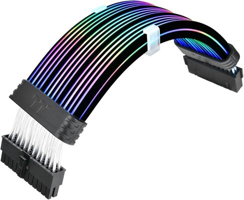 Thermaltake Tt Mod ARGB 24-Pin Cable; Illuminated Cable Extension; 285mm Length; 5V 3-Pin ARGB; 24-Pin Male and Female Connectors; 18AWG; Black; AC-081-CN1NAN-A1 in Kuwait