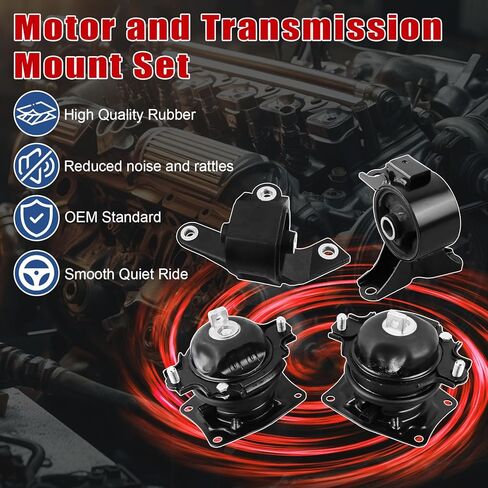 4pcs Mount Mount Motion متوافق مع Nissan Murano 3.5L 2003-2007 مجموعة نقل ناقل الحركة ، استبدل A7349EL A7348 A7358EL A4321 ، Black/Silver ، CA-EM0059 in Saudi Arabia