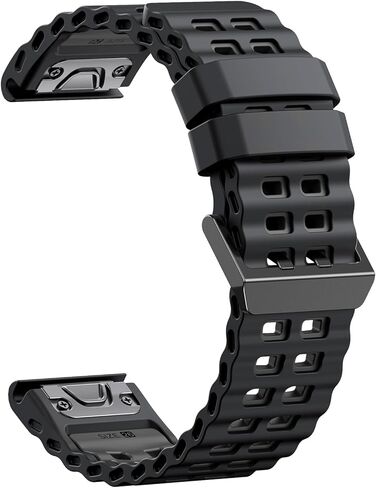 Quickfit 26mm Watch Bands for Garmin Fenix 8 51mm/7X/6X/5X, Sports Ocean Silicone Bands Compatible with Garmin Fenix 8 Pro 51mm/7X Pro/6X Pro/5X Plus/3/3HR/Descent MK1/MK2i Smartwatches in Kuwait