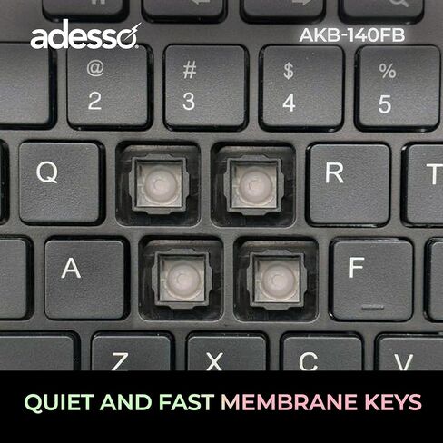 Adesso AKB-140FB لوحة مفاتيح سلكية USB منخفضة المستوى لسطح المكتب مع قارئ بصمات الأصابع المدمج، متوافق مع Windows Hello، مشفرة AES-256، 104 مفتاح، 12 مفتاح تشغيل سريع، USB-C مع محول USB-A in Kuwait