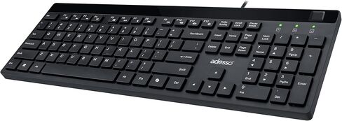 Adesso AKB-140FB لوحة مفاتيح سلكية USB منخفضة المستوى لسطح المكتب مع قارئ بصمات الأصابع المدمج، متوافق مع Windows Hello، مشفرة AES-256، 104 مفتاح، 12 مفتاح تشغيل سريع، USB-C مع محول USB-A in Kuwait