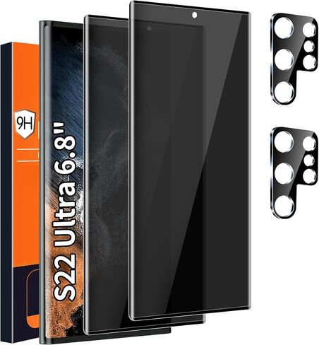 [2+2 Pack] Galaxy S23 Ultra Privacy Screen Protector, 9H Tempered Glass, Ultrasonic Fingerprint Support, 3D Curved, HD Clear Anti-Spy Film for Samsung S23 Ultra 5G Glass Screen Protector in Kuwait