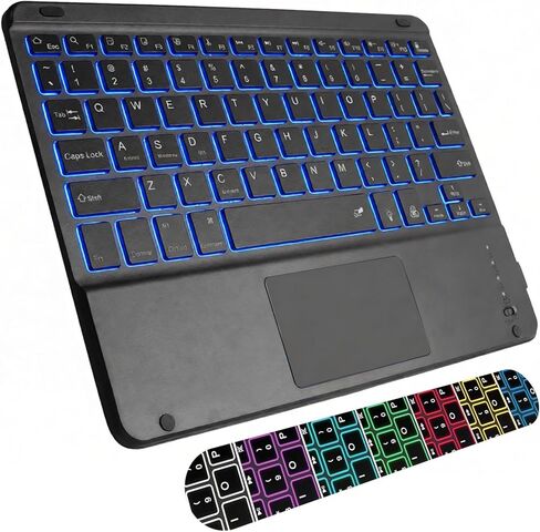 Backlit Bluetooth Keyboard with Touchpad Small Portable Wireless Keyboard Rechargeable Illuminated Universal for Android Samsung Tablet Desktop Laptop Surface Phone iPad/Pro/Air/Mini iPhone (Black) in Kuwait