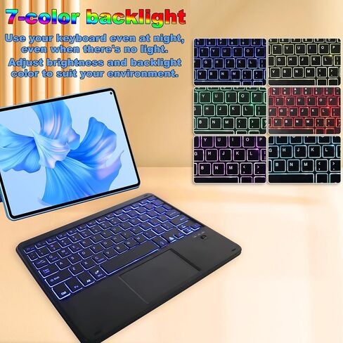 Backlit Bluetooth Keyboard with Touchpad Small Portable Wireless Keyboard Rechargeable Illuminated Universal for Android Samsung Tablet Desktop Laptop Surface Phone iPad/Pro/Air/Mini iPhone (Black) in Kuwait