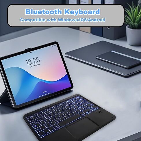 Backlit Bluetooth Keyboard with Touchpad Small Portable Wireless Keyboard Rechargeable Illuminated Universal for Android Samsung Tablet Desktop Laptop Surface Phone iPad/Pro/Air/Mini iPhone (Black) in Kuwait