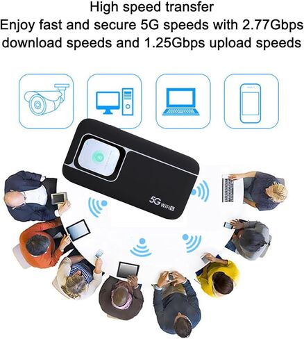 راوتر سفر عالي السرعة بنقطة اتصال متنقلة 5G WiFi مع 2.77 جيجابت في الثانية، ويربط 16 جهازًا، وبطارية 7100 مللي أمبير في الساعة وشاشة 2.01 بوصة لإنترنت موثوق في أي مكان in Kuwait