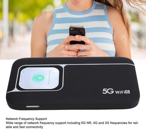 راوتر سفر عالي السرعة بنقطة اتصال متنقلة 5G WiFi مع 2.77 جيجابت في الثانية، ويربط 16 جهازًا، وبطارية 7100 مللي أمبير في الساعة وشاشة 2.01 بوصة لإنترنت موثوق في أي مكان in Kuwait