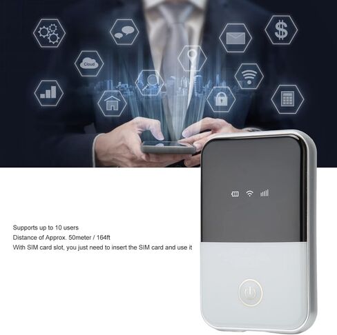 Cryfokt Mobile WiFi Hotspot, 4G LTE WiFi Router with SIM Card Slot for 10 Users, Laptops, Phones, 150 Mbps Fast Download, 2100mAh Battery, 50M Range, Europe Bands B1 B3 B7 B8 B20 B40 in Kuwait