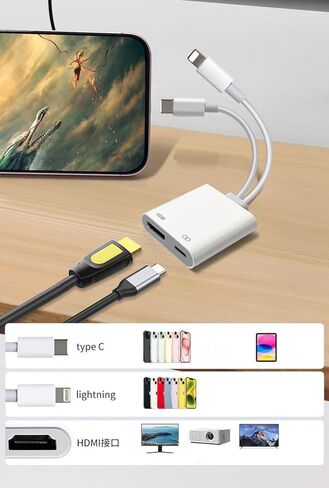 محول USB-C وLightning إلى HDMI لأجهزة iPhone iPad TV، وشاشة مزامنة 4K@60 هرتز، ومحول Apple Digital AV مع منفذ شحن سريع 100 وات PD، متوافق مع iPhone 17/16/15/14/13/12/iPad/MacBook إلى HDTV in Kuwait