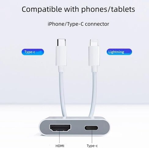 محول USB-C وLightning إلى HDMI لأجهزة iPhone iPad TV، وشاشة مزامنة 4K@60 هرتز، ومحول Apple Digital AV مع منفذ شحن سريع 100 وات PD، متوافق مع iPhone 17/16/15/14/13/12/iPad/MacBook إلى HDTV in Kuwait