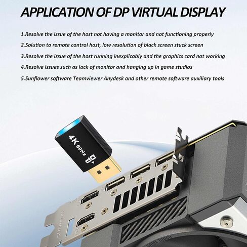 DP Dummy Plug 4K UHD DisplayPort Virtual Monitor EDID Emulator Headless Ghost Display Adapter Supports 3840x2160@60Hz for PC Computer -2 Pack in Kuwait