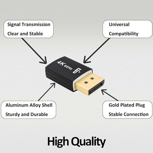 DP Dummy Plug 4K UHD DisplayPort Virtual Monitor EDID Emulator Headless Ghost Display Adapter Supports 3840x2160@60Hz for PC Computer -2 Pack in Kuwait
