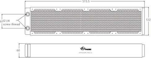 Bykski مشعاع سلسلة RC 480 مم × 60 مم، 120 مم × 4، مروحة رباعية (CR-RD480RC-TK60-V2) in Kuwait