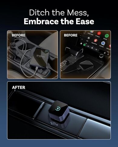 محول CarPlay لاسلكي 2026 لهواتف iPhone وAndroid، توصيل وتشغيل 2 في 1 يتحول سلكيًا إلى CarPlay لاسلكي Android Auto، اتصال تلقائي سريع، زمن انتقال صفر، مكبرات صوت متعددة القنوات للسيارة باللون الأزرق in Kuwait