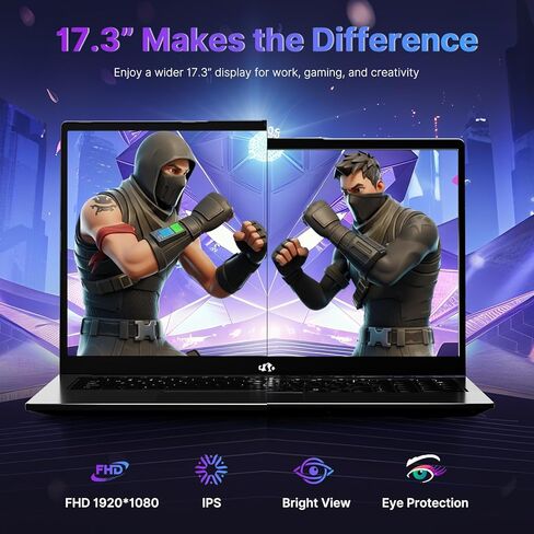NIMO 17.3 Gaming-Laptop Ryzen 9 8945HS (Beat i9-13900H، حتى 5.2 جيجا هرتز) ذاكرة الوصول العشوائي 64 جيجا بايت، 1 تيرابايت SSD، Radeon 780M، PD 100W Type-C AI-Enhanced for Copilot VR Ready، لوحة مفاتيح بإضاءة خلفية، بصمة الإصبع، بطارية 75 وات in Kuwait