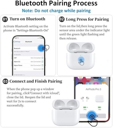 حافظة شحن لاسلكية متوافقة مع AirPods Pro 3 (USB-C) | استبدال علبة الشاحن | مع زر مزامنة الاقتران بالبلوتوث | لا يوجد Airpod pro 3/ليس لـ Airpods Pro in Kuwait