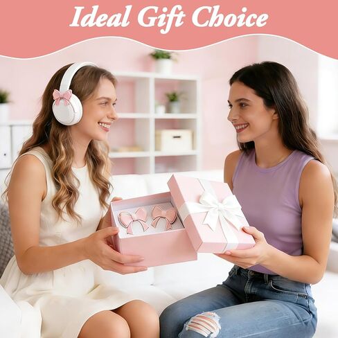 Dexspoeny 2 Pcs Pink Bow Decor Headphone Accessories, 3D Cute Bows Decor for Headphones, Adjustable Silicone Earphone Decorations, Coquettish Earphone Attachment Accessories for Gamers Women Girls in Kuwait