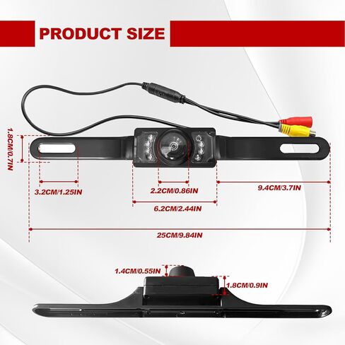 Universal 8 HD LED License Plate Backup Camera 170° Wide Angle Waterproof and Dustproof Reverse Rear View Camera with Night Vision for Trucks SUVs RVs Pickups and Cars in Kuwait